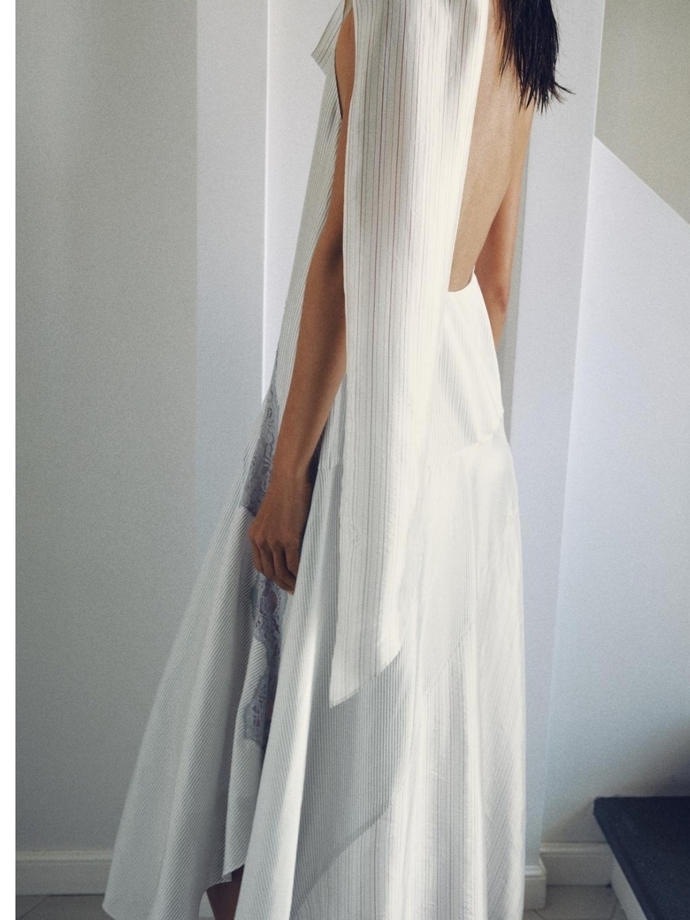 Zara White Halter Lace-Trim Maxi Dress - Picture 3 of 9